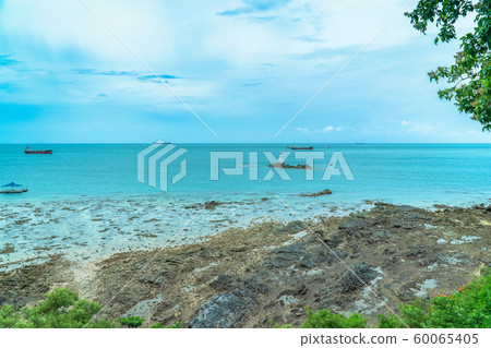 fishing boats and barges moored in Samaesan Bay. fishing boats and barges moored in Samaesan Bay. 60065405