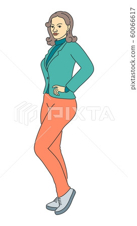 Fashion outline illustration, perfect female pose 60066617
