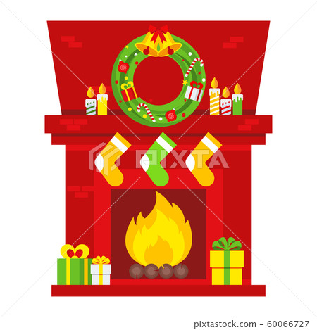 Christmas fireplace scene. Christmas fireplace scene. 60066727