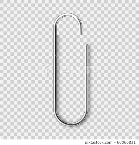 Realistic metal paper clip isolated on transparent background. Page holder, binder. Vector Realistic metal paper clip isolated on transparent background. Page holder, binder. Vector 60066831