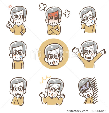 老人各種表情的插圖集 老人各種表情的插圖集 60066846