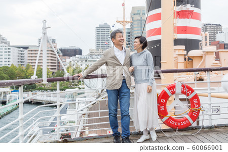 Yokohama couple travel A good couple who talk about memories that came from old honeymoon in Yamashita Park area Yokohama couple travel A good couple who talk about memories that came from old honeymoon in Yamashita Park area 60066901