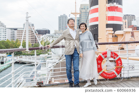 Yokohama couple travel A good couple who talk about memories that came from old honeymoon in Yamashita Park area 60066936