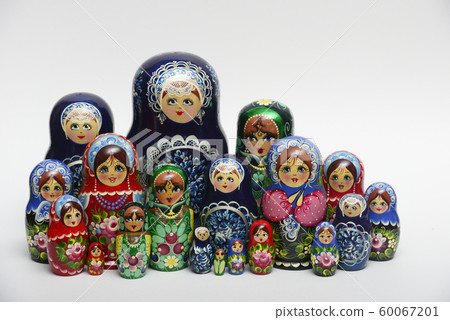 lot of traditional Russian nesting dolls on white lot of traditional Russian nesting dolls on white 60067201