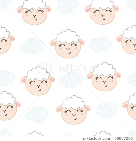 vector seamless pattern with illustration of cute sheep vector seamless pattern with illustration of cute sheep 60067290