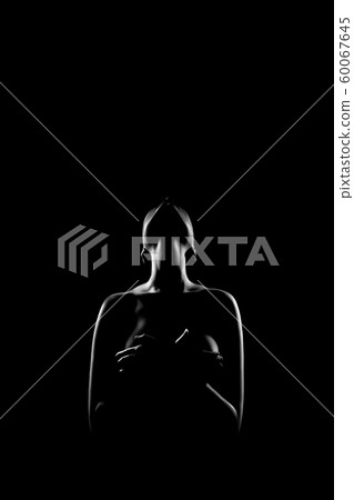 female silhouette on black female silhouette on black 60067645