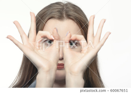 woman eyeglasses gesture woman eyeglasses gesture 60067651