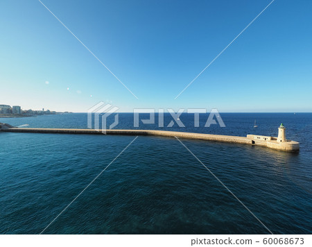 Malta Valletta St. Elmo Breakwater, St. Elmo Lighthouse Mediterranean Sea / Valletta, Malta 60068673