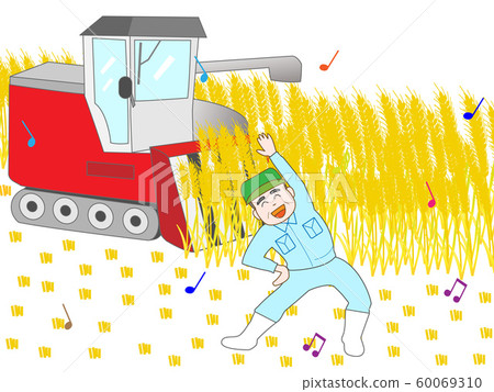 Farmer exercising during wheat harvesting work Farmer exercising during wheat harvesting work 60069310