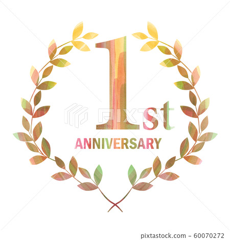 Watercolor touch laurel anniversary logo red _... - Stock Illustration  [60070272] - PIXTA