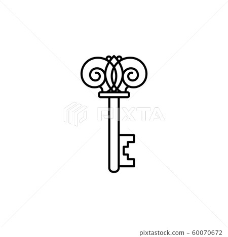 Outline vintage key. Vector logos and signs in linear style. Abstract design elements. 60070672