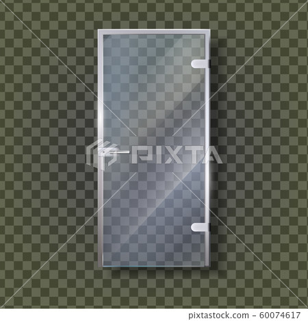 Glass Door With Chrome Handle And Hinges Vector Glass Door With Chrome Handle And Hinges Vector 60074617