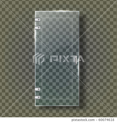 Glass Door With Chrome Handle And Hinges Vector Glass Door With Chrome Handle And Hinges Vector 60074618