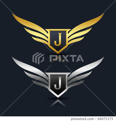 Wings Shield Letter J Logo Template 60075175