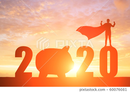 silhouette businessman with 2020 60076081