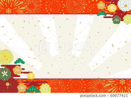 Fireworks New Year Confetti Snow Japanese Style Background 60077421