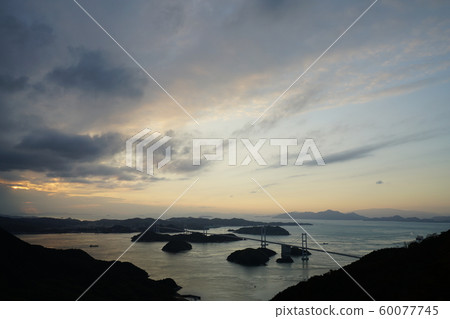 Shimanami Kaido, Oshima, Mount Guero, Observation deck, Sunset, November, Cloudy 60077745