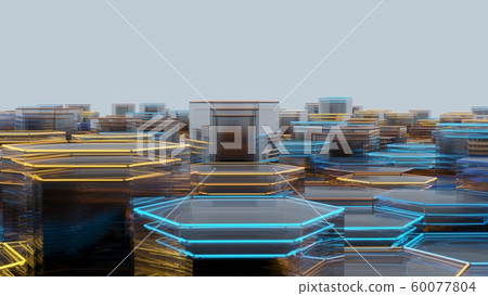 Abstract Glass Background of Hexagons. 3D illustration Abstract Glass Background of Hexagons. 3D illustration 60077804