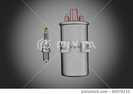 Igniter coil, Ignition and glowplug system. 3d rendering Igniter coil, Ignition and glowplug system. 3d rendering 60078210