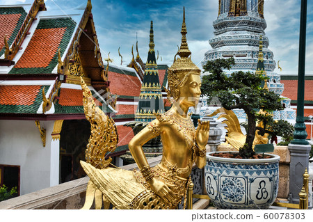 Beautifully stunning gold statue of a Kinnara, a 60078303