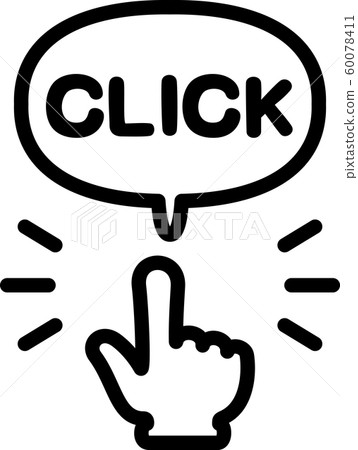 Pointing hand and CLICK letter icon - Stock Illustration [60078411] - PIXTA