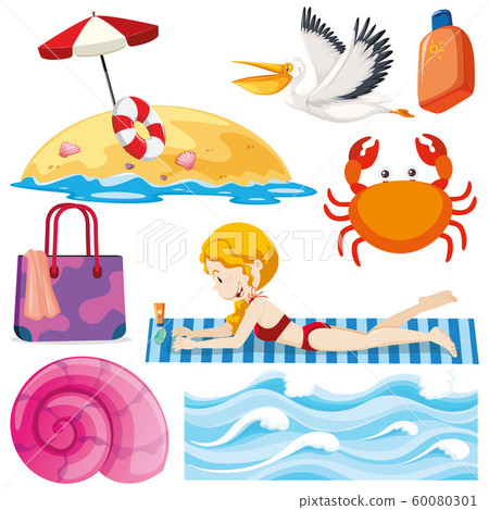 set of isolated objects theme summer holiday set of isolated objects theme summer holiday 60080301