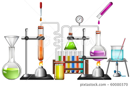 Set of science equipments on white background - Stock Illustration ...