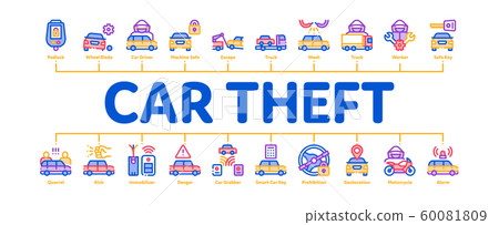 Car Theft Minimal Infographic Banner Vector 60081809