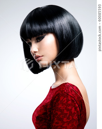 Beautiful young woman with bob hairstyle. Beautiful young woman with bob hairstyle. 60085593