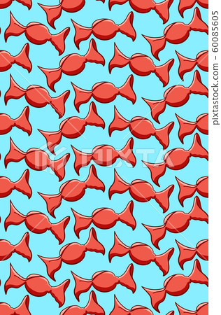 Candies in red wrapper seamless pattern on blue background 60085605
