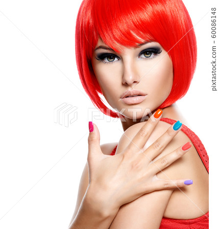 Face of a beautiful  girl with brown eye makeup 60086148