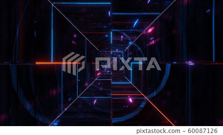 highly abstract glowing wireframe fragments 3d illustration wallpaper background design, 60087126