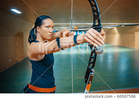 sports archery at the shooting range, competition for the most points to win the cup 60087586