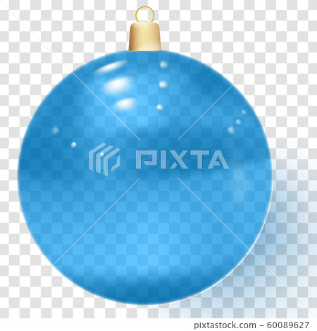 Blue realistic Christmas glass ball with shadows 60089627