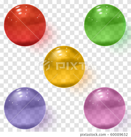Set of multicolored transparent glass spheres with shadows Set of multicolored transparent glass spheres with shadows 60089632
