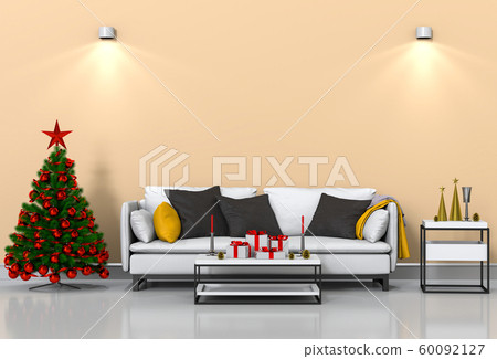 Christmas interior living room. 3d render Christmas interior living room. 3d render 60092127