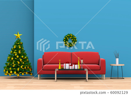 Christmas interior living room. 3d render Christmas interior living room. 3d render 60092129