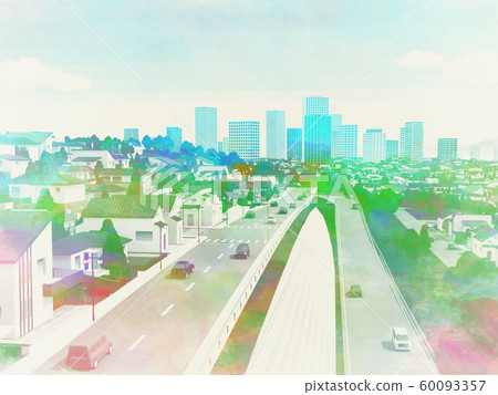 居住區CG居住城鎮Townscape水彩風格 60093357