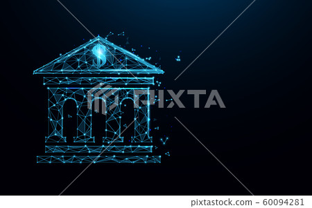 Bank building icon form lines, triangles and particle style design. Illustration vector Bank building icon form lines, triangles and particle style design. Illustration vector 60094281