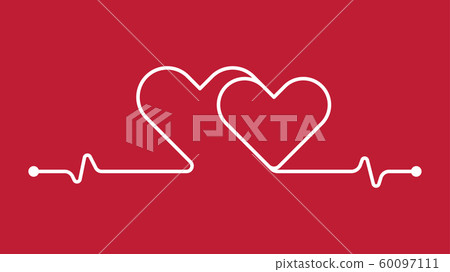 Flat heart rate pulse icon 60097111
