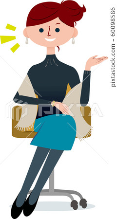 Speaking woman sitting on a chair Speaking woman sitting on a chair 60098586