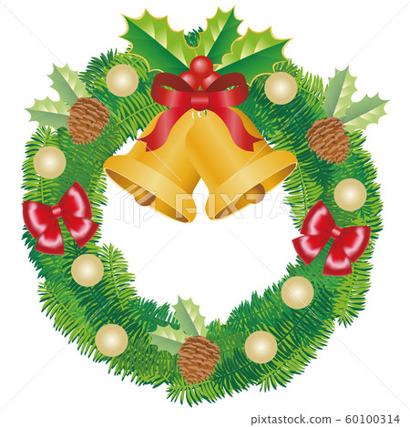 聖誕花環鈴絲帶裝飾 60100314