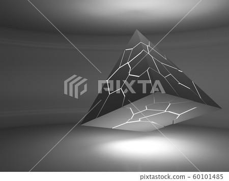 Abstract black flying pyramid object 3d 60101485