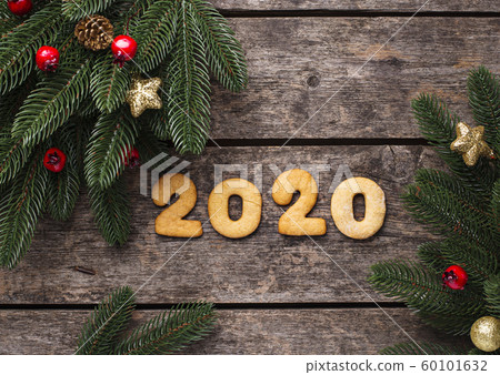 New Year cookies in shape 2020 New Year cookies in shape 2020 60101632