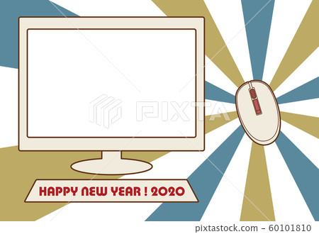 PC mouse New Year's card photo frame template vector illustration 60101810
