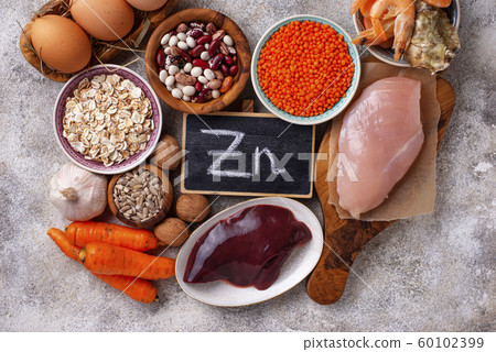 Healthy product sources of zinc. 60102399