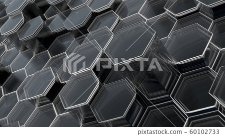 Abstract Glass Background of Hexagons. 3D illustration Abstract Glass Background of Hexagons. 3D illustration 60102733