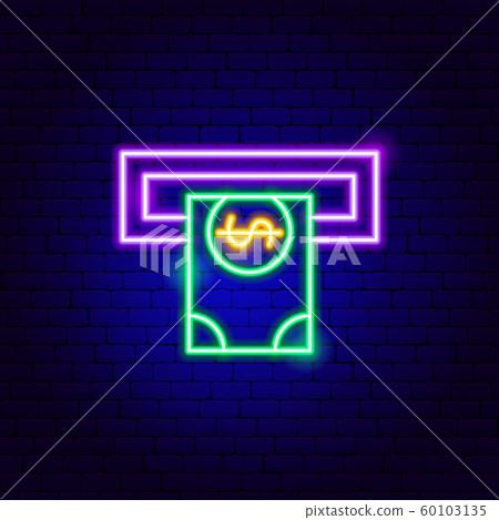 ATM Banknote Neon Sign - Stock Illustration [60103135] - PIXTA