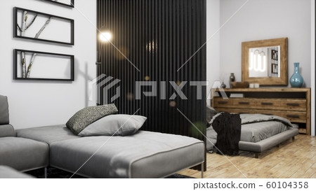 Modern design living room interior with beautiful view . 3D rendering 60104358