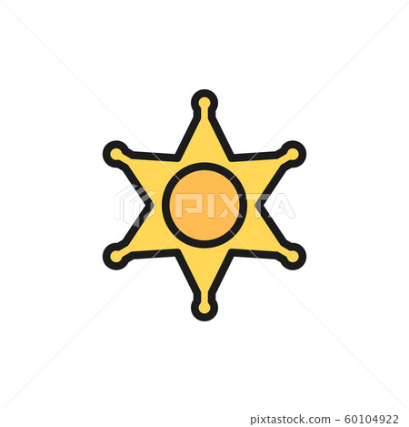 Sheriff badge, police star flat color icon. - Stock Illustration ...